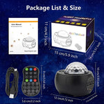 DQ-M3 โคมไฟหมุนท้องฟ้าดาว LED พร้อมบลูทูธเพลง โปรเจคเตอร์ดาวเคราะห์และมหาสมุทร รองรับการ์ด TF, สไตล์:, USB + บลูทูธ, แบตเตอรี่ + บลูทูธ