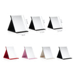 Folding Portable High-definition Makeup Mirror PU Leather Desktop Vanity Mirror,Size: Medium (Pink), Extra Large (Black), Extra Large (White), Large (Black), Medium (Black)