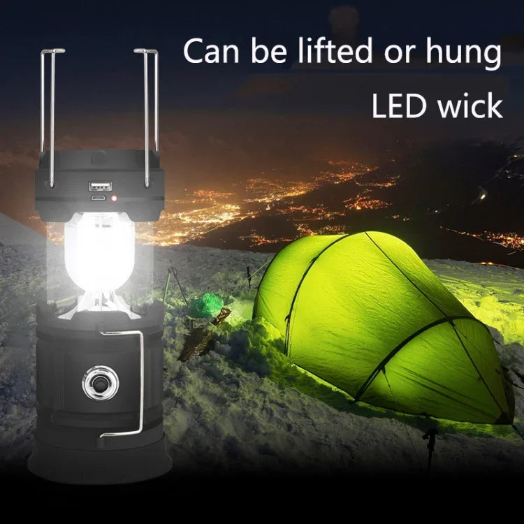 โคมไฟตั้งแคมป์พลังงานแสงอาทิตย์ 5803 ไฟฉุกเฉิน LED กลางแจ้งแบบพกพา รองรับ USB Output, พลังงานแสงอาทิตย์ + USB