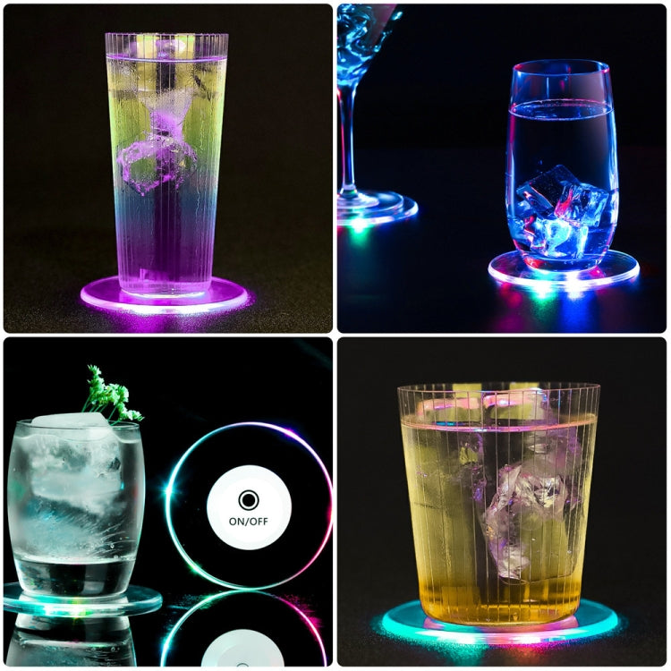 ที่รองแก้ว LED กระพริบ สำหรับบาร์ KTV ฐานไฟสำหรับค็อกเทล ที่รองแก้วเรืองแสง แบบกลม สีขาว แบบกลมสีสัน แบบกลมสีขาวกันลื่นอัปเกรด แบบกลมสีสันกันลื่นอัปเกรด