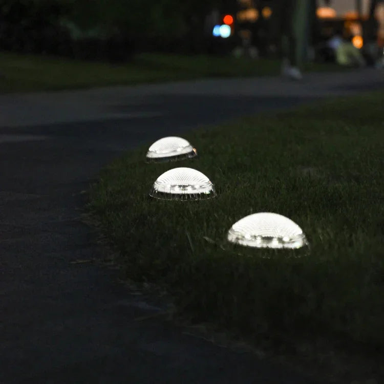 ไฟใต้ดินวงกลมพลังงานแสงอาทิตย์ 8 LED กันน้ำสำหรับสนามหญ้าและบันไดกลางแจ้ง, สีไฟ:, แสงขาว