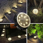 ไฟใต้ดินวงกลมพลังงานแสงอาทิตย์ 8 LED กันน้ำสำหรับสนามหญ้าและบันไดกลางแจ้ง, สีไฟ:, แสงขาว