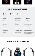 นาฬิกาอัจฉริยะ X7 กันน้ำ IP68 สำหรับผู้ชาย กีฬา ระบบ Android บลูทูธ รองรับวัดอัตราการเต้นของหัวใจ / แจ้งเตือนสายเรียกเข้า / เครื่องนับก้าว / ตรวจสอบการนอนหลับ / ติดตามกิจกรรม