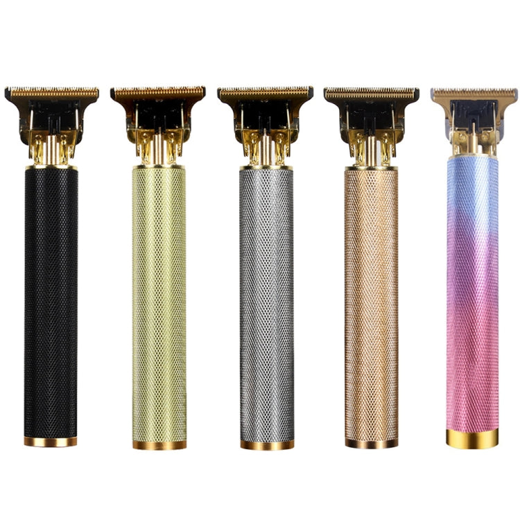 เครื่องตัดแต่งผมหัวเหล็กทรงตัวทีกลวง ชาร์จ USB เครื่องตัดผมไฟฟ้าสลักลาย, หัวเหล็ก (สีดำ), หัวเหล็ก (สีทอง), หัวเหล็ก (สีเงิน), หัวเหล็ก (ไล่เฉดสี)