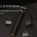เครื่องตัดแต่งผมหัวเหล็กทรงตัวทีกลวง ชาร์จ USB เครื่องตัดผมไฟฟ้าสลักลาย, หัวเหล็ก (สีดำ), หัวเหล็ก (สีทอง), หัวเหล็ก (สีเงิน), หัวเหล็ก (ไล่เฉดสี)