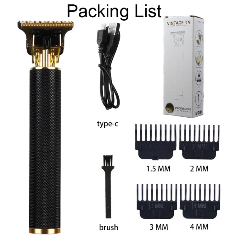 เครื่องตัดแต่งผมหัวเหล็กทรงตัวทีกลวง ชาร์จ USB เครื่องตัดผมไฟฟ้าสลักลาย, หัวเหล็ก (สีดำ), หัวเหล็ก (สีทอง), หัวเหล็ก (สีเงิน), หัวเหล็ก (ไล่เฉดสี)