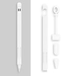 ชุด 2 ชิ้น ปากกาสไตลัส 4 ใน 1 ซิลิโคนป้องกัน + ชุดสายคล้องกันหาย สำหรับ Apple Pencil 1, สีขาวหยก, สีดำหมึก, สีเขียวมิ้นท์, สีชมพูสดชื่น, สีแดง, สีน้ำเงินเที่ยงคืน, สีเทาธุรกิจ