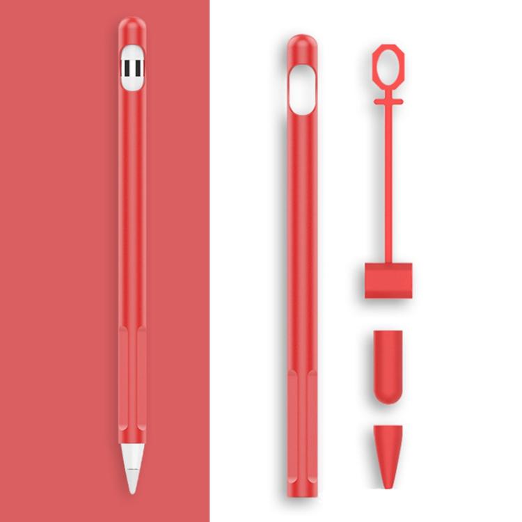 ชุด 2 ชิ้น ปากกาสไตลัส 4 ใน 1 ซิลิโคนป้องกัน + ชุดสายคล้องกันหาย สำหรับ Apple Pencil 1, สีขาวหยก, สีดำหมึก, สีเขียวมิ้นท์, สีชมพูสดชื่น, สีแดง, สีน้ำเงินเที่ยงคืน, สีเทาธุรกิจ