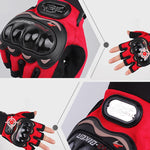 ถุงมือปั่นจักรยาน PRO-BIKER PRO01C ถุงมือมอเตอร์ไซค์กันตก ป้องกันความปลอดภัย แบบครึ่งนิ้ว, M, L, XL, XXL
