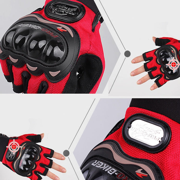 ถุงมือปั่นจักรยาน PRO-BIKER PRO01C ถุงมือมอเตอร์ไซค์กันตก ป้องกันความปลอดภัย แบบครึ่งนิ้ว, M, L, XL, XXL