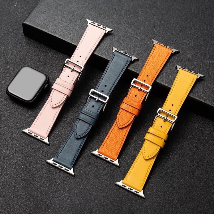 Business Cowhide Leather Strap Watchband, For Apple Watch Series 8&7 41mm / SE 2&6&SE&5&4 40mm / 3&2&1 38mm, For Apple Watch Series 6&SE&5&4 44mm / 3&2&1 42mm, For Apple Watch Series 6&SE& 5&4 40mm / 3 & 2 & 1 38mm