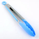 Kitchen Silicone Cooking Salad Stainless Steel Handle Food Clip, Steel Handle Food Clip(Blue)