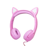 LX-K06 หูฟังเด็กแบบมีสาย 3.5 มม. รูปหูแมวเรืองแสง ความยาวสาย: 1.2 ม., สีชมพู, ม่วง, น้ำเงิน, ส้ม