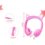 LX-K06 หูฟังเด็กแบบมีสาย 3.5 มม. รูปหูแมวเรืองแสง ความยาวสาย: 1.2 ม., สีชมพู, ม่วง, น้ำเงิน, ส้ม