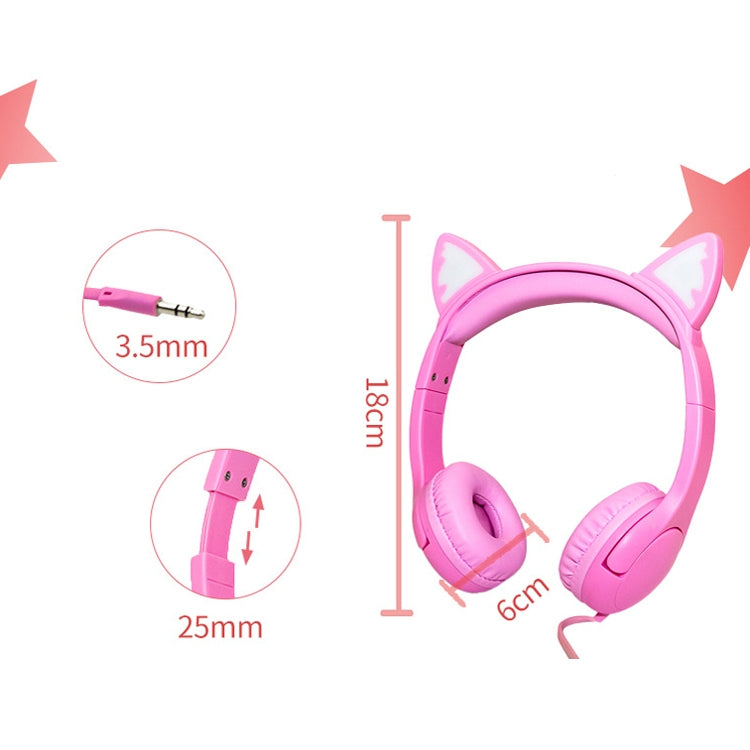 LX-K06 หูฟังเด็กแบบมีสาย 3.5 มม. รูปหูแมวเรืองแสง ความยาวสาย: 1.2 ม., สีชมพู, ม่วง, น้ำเงิน, ส้ม