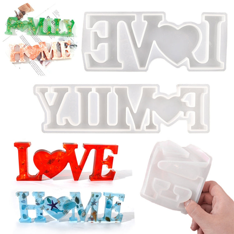 แม่พิมพ์ซิลิโคนตัวอักษรเรซิ่นคริสตัล DIY แม่พิมพ์ตัวอักษรลบ MD3300_LOVE, แม่พิมพ์ตัวอักษรลบ MD3301_HOME, แม่พิมพ์ตัวอักษรลบ MD3302_Family, แม่พิมพ์ตัวอักษรบวก MD3313_LOVE, แม่พิมพ์ตัวอักษรบวก MD3314_HOME, แม่พิมพ์ตัวอักษรบวก MD3315_FAMILY