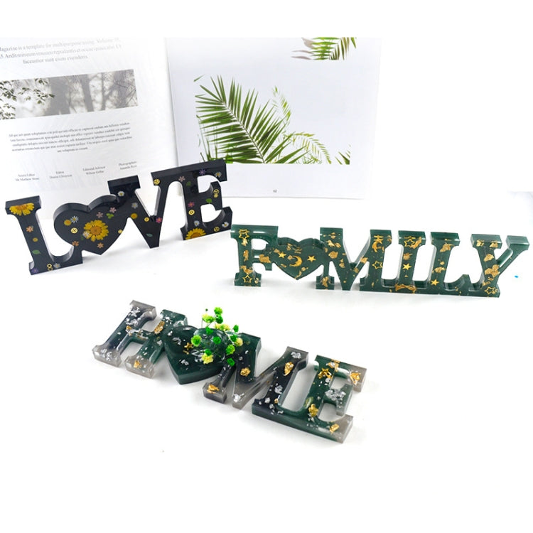 แม่พิมพ์ซิลิโคนตัวอักษรเรซิ่นคริสตัล DIY แม่พิมพ์ตัวอักษรลบ MD3300_LOVE, แม่พิมพ์ตัวอักษรลบ MD3301_HOME, แม่พิมพ์ตัวอักษรลบ MD3302_Family, แม่พิมพ์ตัวอักษรบวก MD3313_LOVE, แม่พิมพ์ตัวอักษรบวก MD3314_HOME, แม่พิมพ์ตัวอักษรบวก MD3315_FAMILY