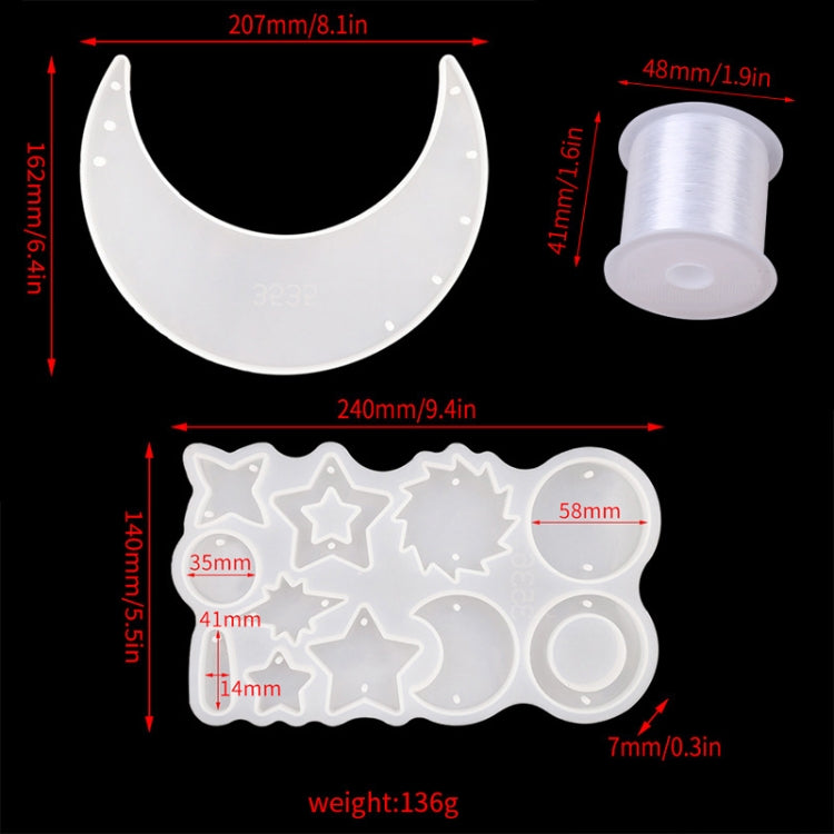 DIY Windbell Epoxy Mold Moon Pendant Wind Bell Hanging Set Mold, Style:, MD3535 + MD3536, MD3535 + MD3536 + Fish Line