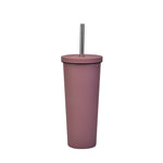700ml Large Capacity Double Stainless Steel Straw Cup Vacuum Outdoor 304 Insulation Cup Car Water Cup, Khaki, Cinnabar Orange, Lilac Purple, Pink, Glazed Green, Moss Green, Dark Gray, Indigo, Ink Black, Gray Green, Light Pink, Green White, Lake Blue