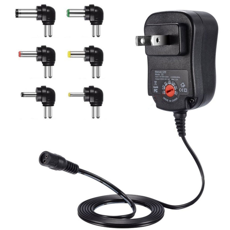 อะแดปเตอร์จ่ายไฟสวิตช์ปรับแรงดันไฟฟ้า C5 3-12V 12W พร้อมหัว DC, ปลั๊ก US, ปลั๊ก UK, ปลั๊ก EU