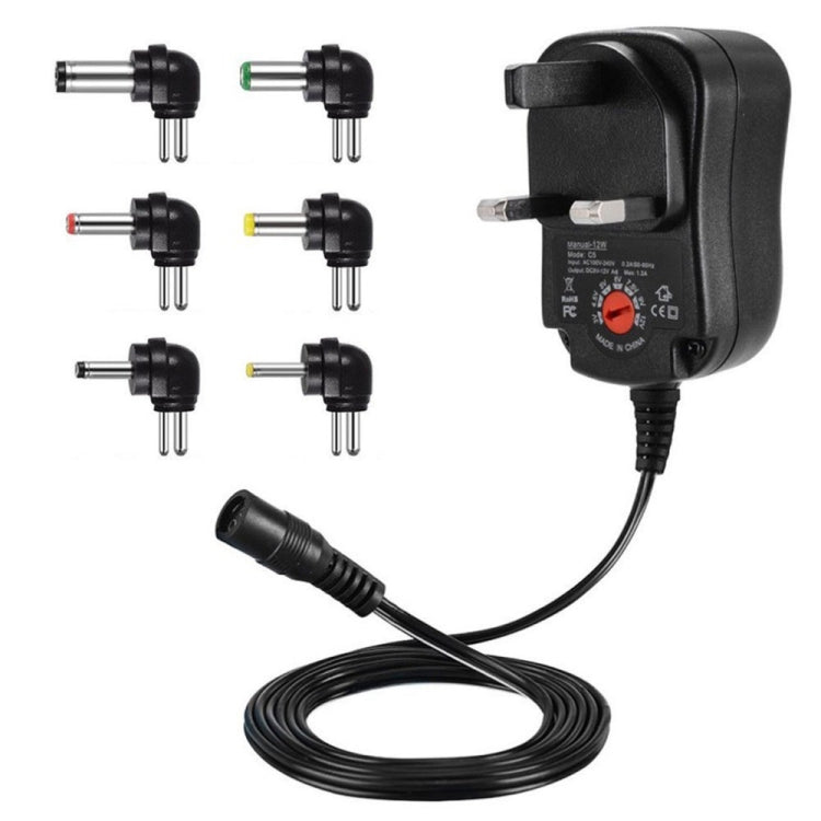 อะแดปเตอร์จ่ายไฟสวิตช์ปรับแรงดันไฟฟ้า C5 3-12V 12W พร้อมหัว DC, ปลั๊ก US, ปลั๊ก UK, ปลั๊ก EU