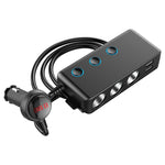 Car Cigarette Lighter Car Charger 3USB Port +1 QC3.0 + 3 Cigarette Lighter Ports + Back Clip Design + LED Display, HC67A