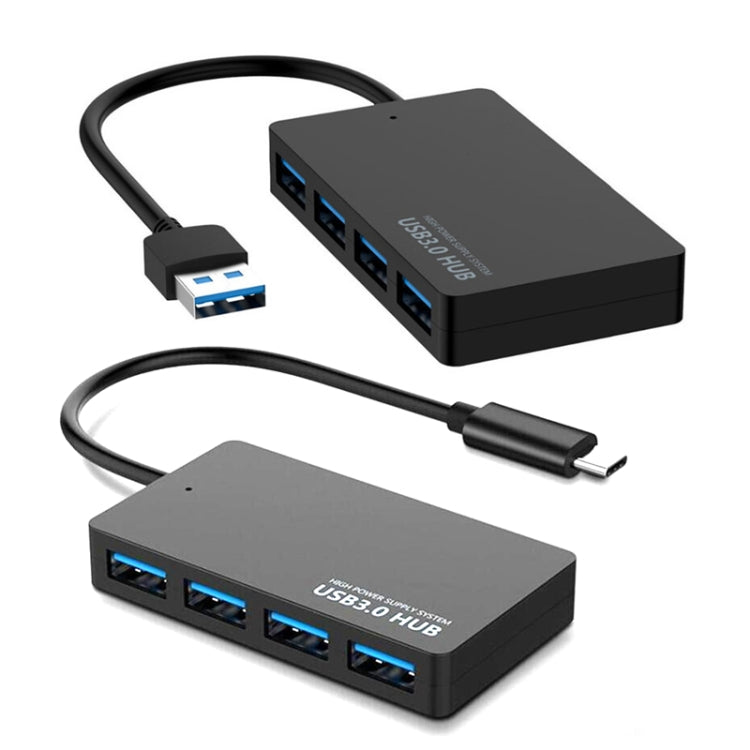 KYTC47 สายอะแดปเตอร์ USB 4 พอร์ต ความเร็วสูง USB Docking Station HUB ตัวแปลงหลายอินเทอร์เฟซ สีดำ USB 3.0, สีดำ Type-C
