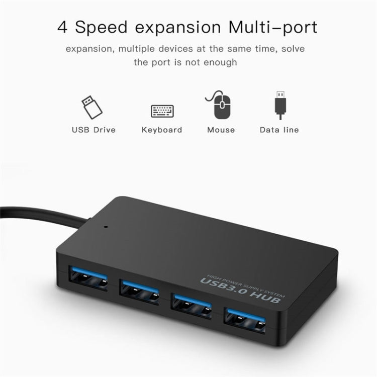 KYTC47 สายอะแดปเตอร์ USB 4 พอร์ต ความเร็วสูง USB Docking Station HUB ตัวแปลงหลายอินเทอร์เฟซ สีดำ USB 3.0, สีดำ Type-C