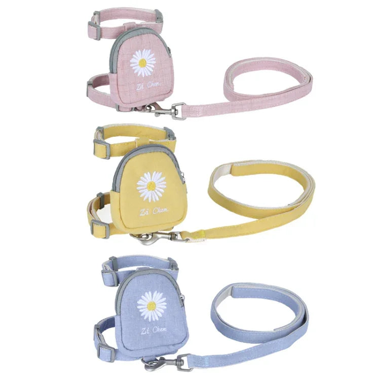 ZiChen สายจูงแมว กระเป๋าเป้ปักสำหรับสัตว์เลี้ยงขนาดเล็ก, S, M, L