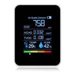 เครื่องตรวจวัดคุณภาพอากาศ CO2 แบบพกพา ตรวจจับฟอร์มาลดีไฮด์ คาร์บอนไดออกไซด์ อุณหภูมิในร่ม พร้อมหน้าจอดิจิทัล LED, เซมิคอนดักเตอร์ 5-in-1