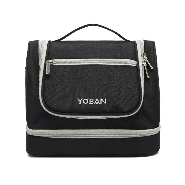 กระเป๋าเครื่องสำอางเดินทาง YOBAN Y-1551L ขนาดใหญ่สำหรับเก็บของกลางแจ้ง พร้อมตะขอ พกพาง่าย ป้องกันเชื้อรา แยกแห้งและเปียก สีม่วง สีดำ สีเทา