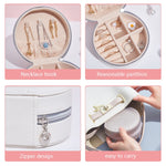 กล่องเก็บเครื่องประดับหนัง PU แบบเรียบ SH789-12 สีขาว ชมพูอ่อน ทองแชมเปญ