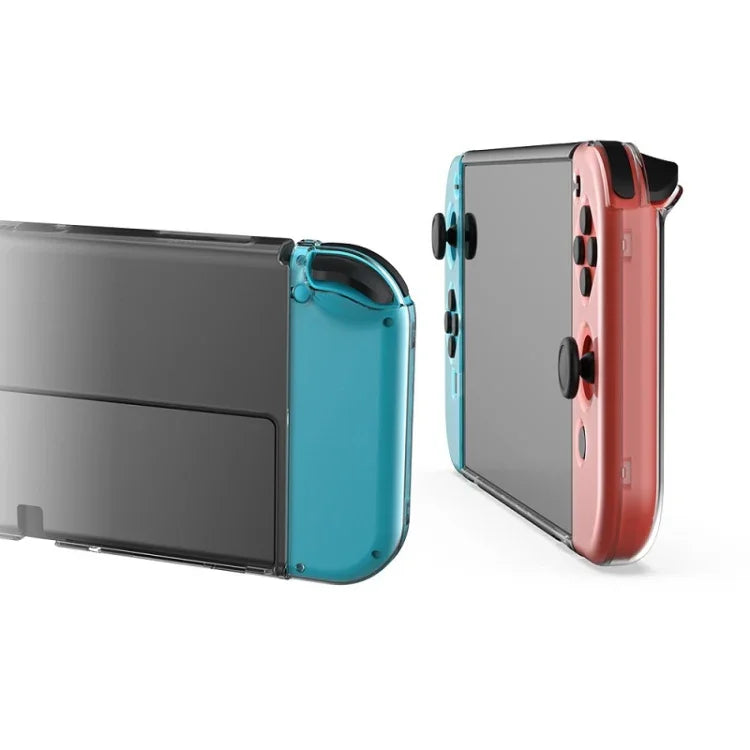 DOBE TNS-1133B Host Protection Kit + Left And Right Handle Crystal Anti-Fall Protection Cover For Switch OLED, TNS-1133B(Transparent Color)