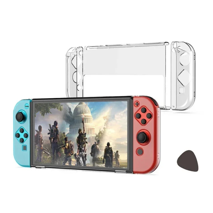 DOBE TNS-1133B Host Protection Kit + Left And Right Handle Crystal Anti-Fall Protection Cover For Switch OLED, TNS-1133B(Transparent Color)
