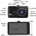 เครื่องบันทึกวิดีโอหน้ารถมุมกว้าง HD 1080P ขนาด 3.0 นิ้ว พร้อมภาพถอยหลัง, ความละเอียดปกติ บันทึกเดี่ยว (สีดำ)
