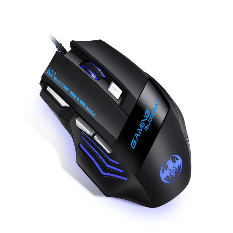 เมาส์เกม GAMING BLOODBAT GM02 แบบมีสาย USB 7 ปุ่ม พร้อมไฟดิจิทัลและเซ็นเซอร์ออปโตอิเล็กทรอนิกส์