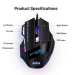 เมาส์เกม GAMING BLOODBAT GM02 แบบมีสาย USB 7 ปุ่ม พร้อมไฟดิจิทัลและเซ็นเซอร์ออปโตอิเล็กทรอนิกส์