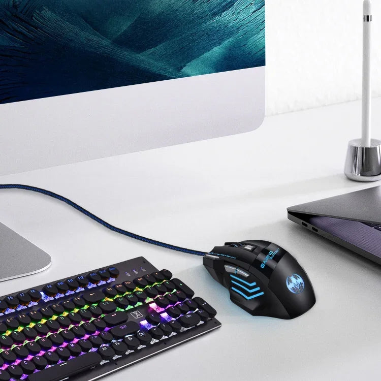 เมาส์เกม GAMING BLOODBAT GM02 แบบมีสาย USB 7 ปุ่ม พร้อมไฟดิจิทัลและเซ็นเซอร์ออปโตอิเล็กทรอนิกส์