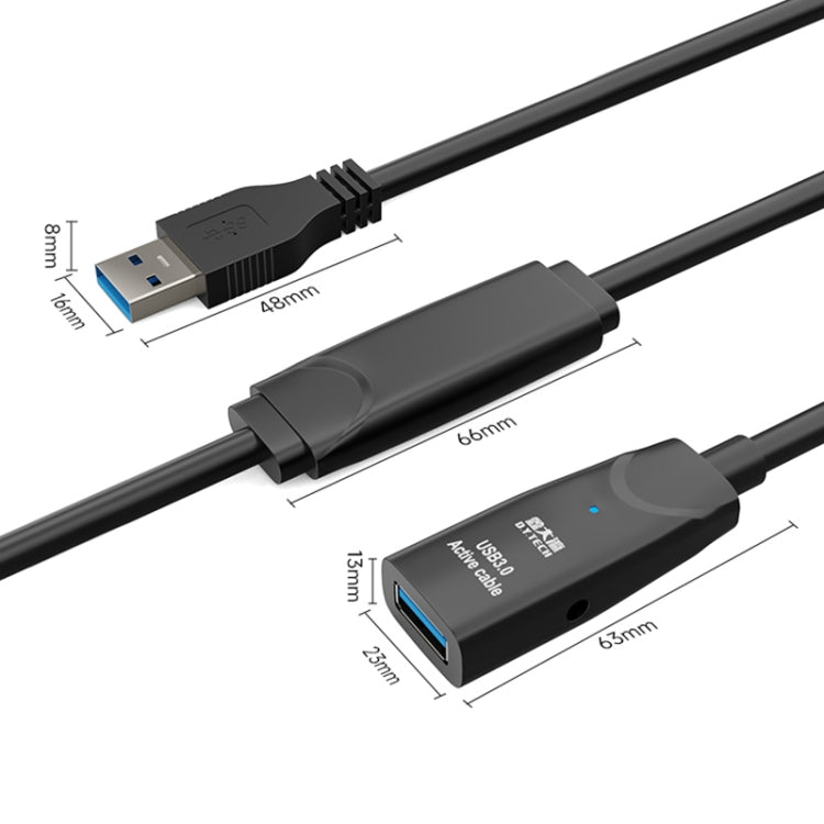สายต่อขยาย USB 3.0 ตัวผู้เป็นตัวเมีย D.Y.TECH ชิปป้องกันสองชั้น, ความยาว: 10m, 15m