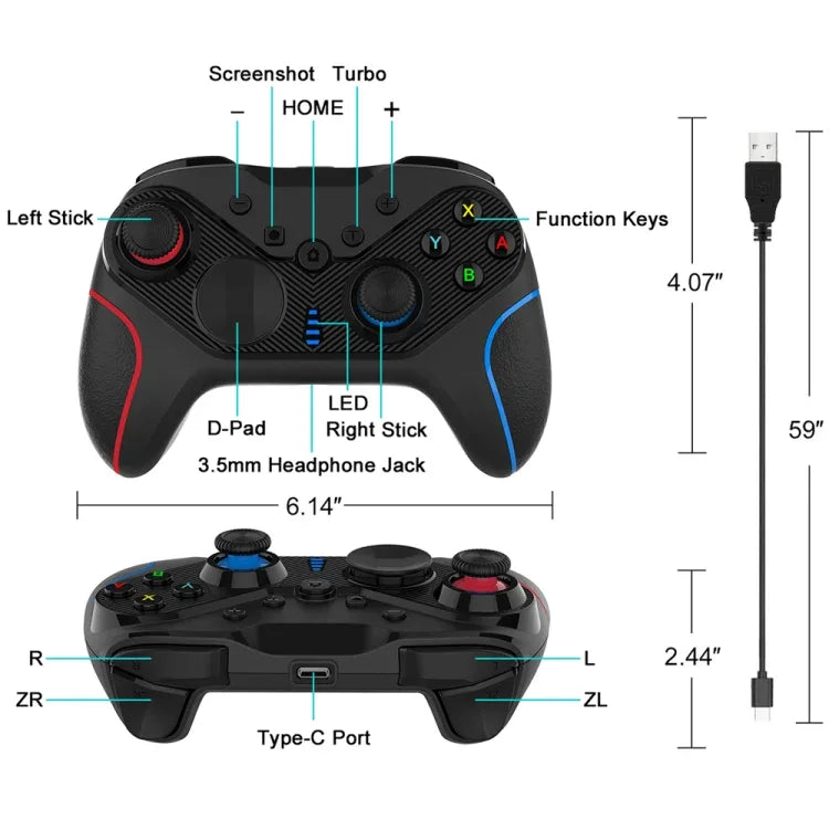 จอยเกมไร้สายพร้อมฟังก์ชันปลุกเครื่องสำหรับ Nintendo Switch/Android/IOS/PC, สไตล์:, S818 สีเขียวดำ