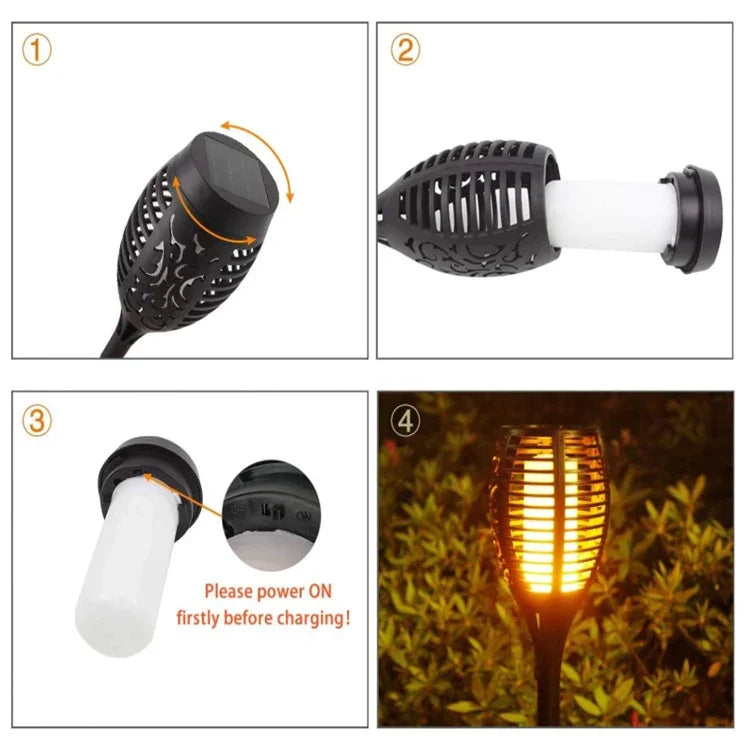 2 PCS Outdoor Courtyard Solar Flame Light Park Lawn Decoration Waterproof Landscape Light