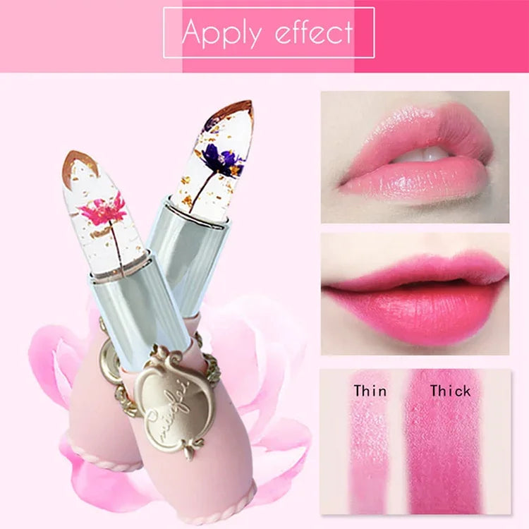 ลิปบาล์มเจลบำรุงผิวเปลี่ยนสีโปร่งใส ดอกไม้ ติดทนนาน สีชมพูอ่อน สีแดงกุหลาบ สีแดงเข้ม สีเหลือง สีเขียวอ่อน สีม่วง