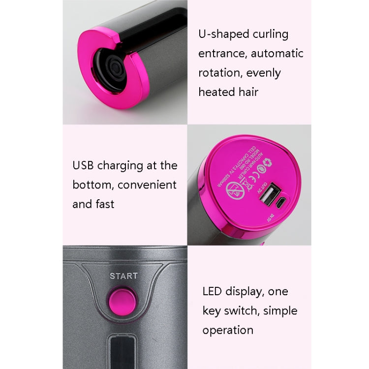 เครื่องม้วนผมไร้สายชาร์จ USB แบบพกพา เครื่องม้วนผมอัตโนมัติสำหรับคนขี้เกียจ สีเทาสิทธิบัตร สีทองสิทธิบัตร สีเขียวสิทธิบัตร สีชมพูสิทธิบัตร สีขาวสิทธิบัตร