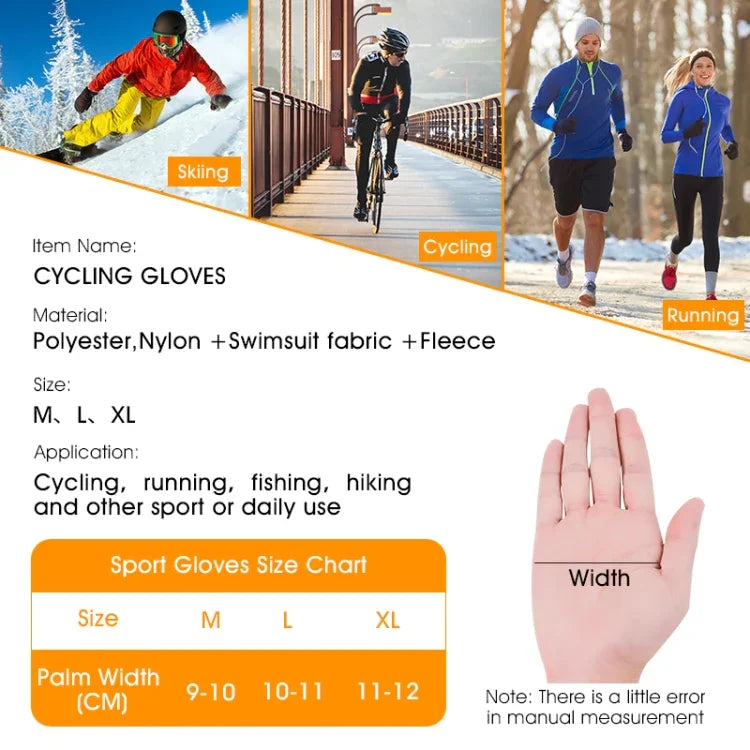 ถุงมือสกีผ้าฟลีซอุ่นสำหรับฤดูหนาว WEST BIKING YP0211220 ถุงมือขี่จักรยานซิลิโคนกันลื่น, M, L, XL