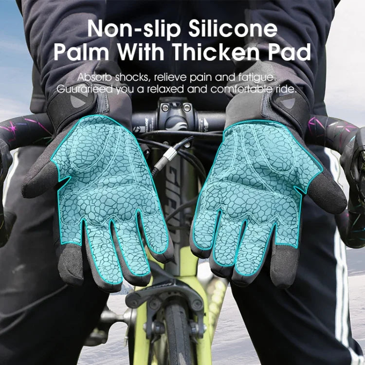 ถุงมือสกีผ้าฟลีซอุ่นสำหรับฤดูหนาว WEST BIKING YP0211220 ถุงมือขี่จักรยานซิลิโคนกันลื่น, M, L, XL