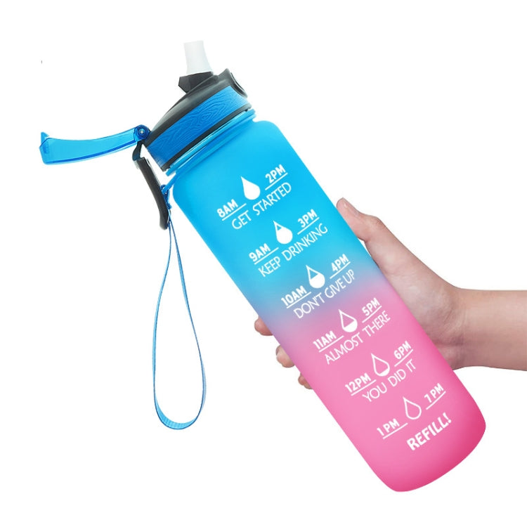 แก้วพลาสติก Tritan 1L สีไล่ระดับ ความจุใหญ่สำหรับกีฬากลางแจ้ง, สีน้ำเงินชมพู, เหลืองน้ำเงินม่วง, ม่วงส้ม