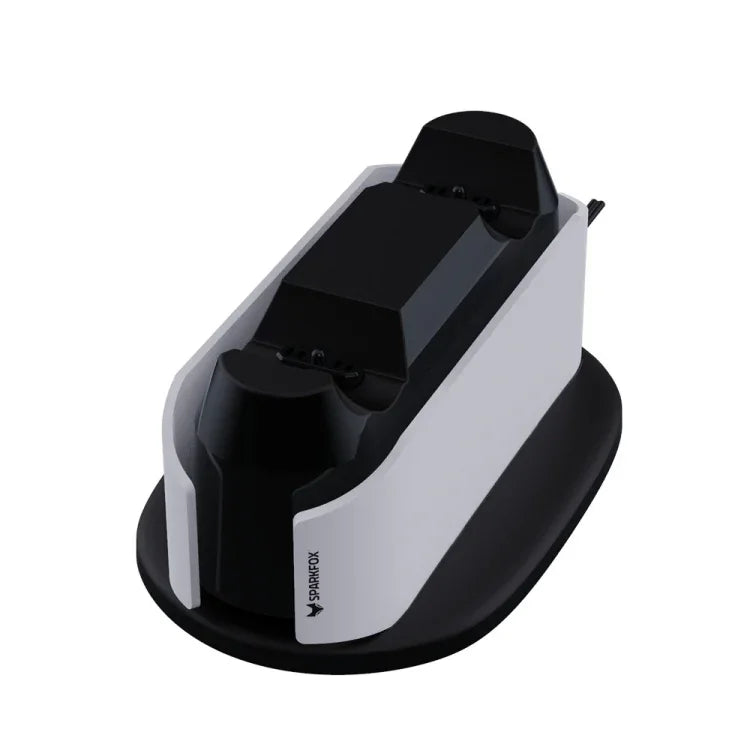 SPARKFOX W20P508 ที่ชาร์จคู่พร้อมที่จับชาร์จไร้สายแบบ Contacts สำหรับ PS5, สไตล์:, ที่ชาร์จ+สายข้อมูล+ปลั๊กชาร์จ, ที่ชาร์จ+สายข้อมูล