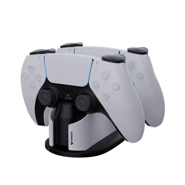 SPARKFOX W20P508 ที่ชาร์จคู่พร้อมที่จับชาร์จไร้สายแบบ Contacts สำหรับ PS5, สไตล์:, ที่ชาร์จ+สายข้อมูล+ปลั๊กชาร์จ, ที่ชาร์จ+สายข้อมูล