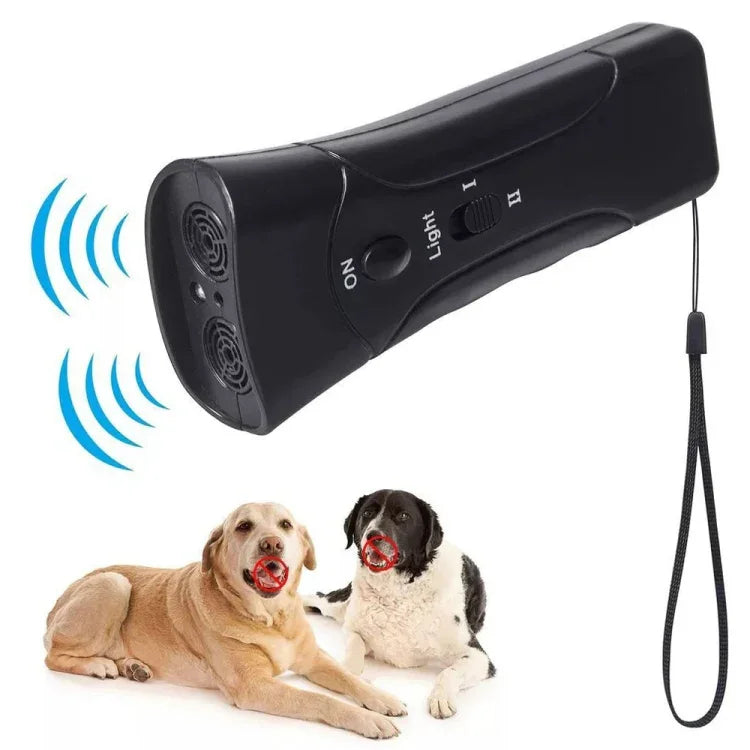 LED Flashlight Ultrasonic Dog Repeller Portable Dog Trainer, Single-headed Black, Single-headed Yellow, Double black