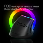เมาส์ไร้สาย Bluetooth แนวตั้ง DELUX M618C 6 ปุ่ม 1600 DPI โหมดคู่ พร้อมไฟ RGB, รุ่น M618C (สีขาว), M618C (สีดำ)
